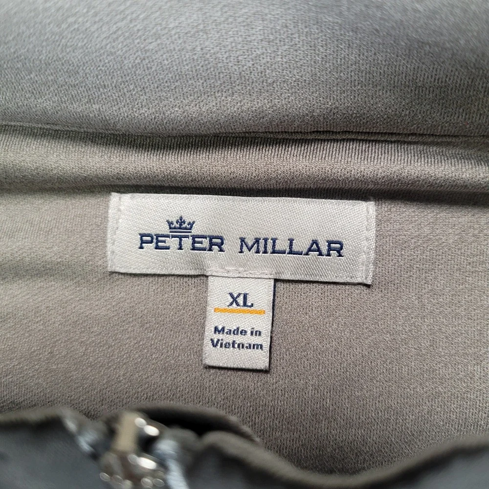 Peter Millar Mens XL Gray Quarter Zip Pullover NCH Logo Performance Golf Shirt - Picture 3 of 6